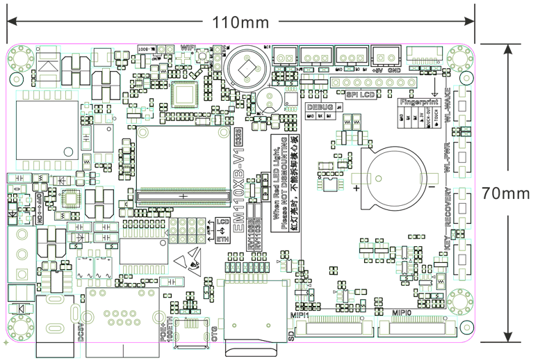 EM1103B PCB Dimension